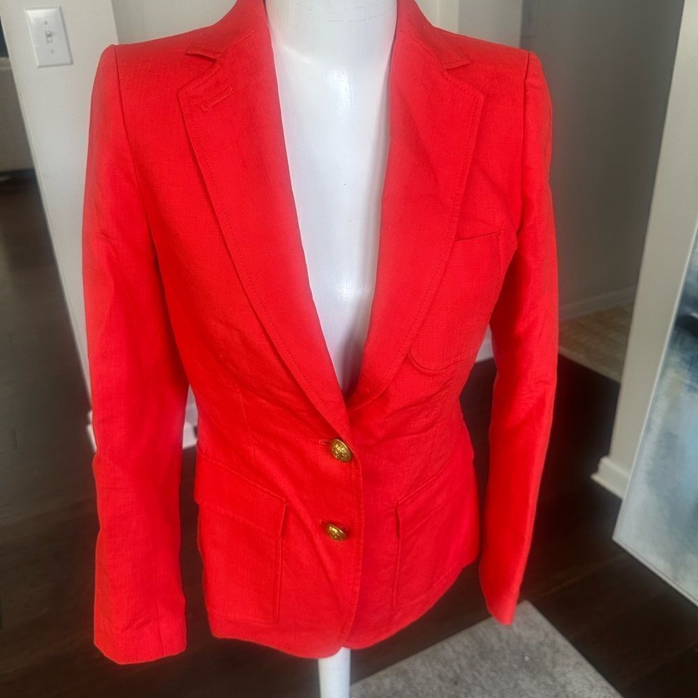 J. Crew Red  Linen Women’s Blazer 2